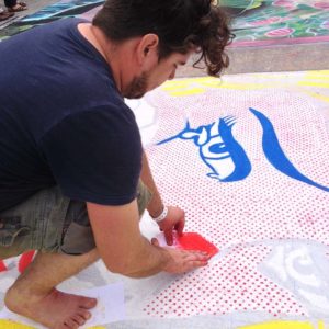 Zach applying thousands of Ben-Day dots because hes as crazy.