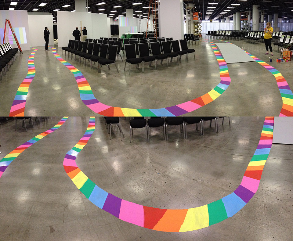 The chalk runway as viewed at two angles.